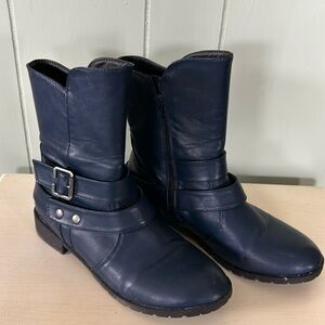 NAVY BLUE BIKER STYLE BOOTS SZ 9.5